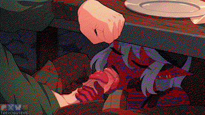 TrevoButEvil Original Blowjob Under the Table Hentai GIF