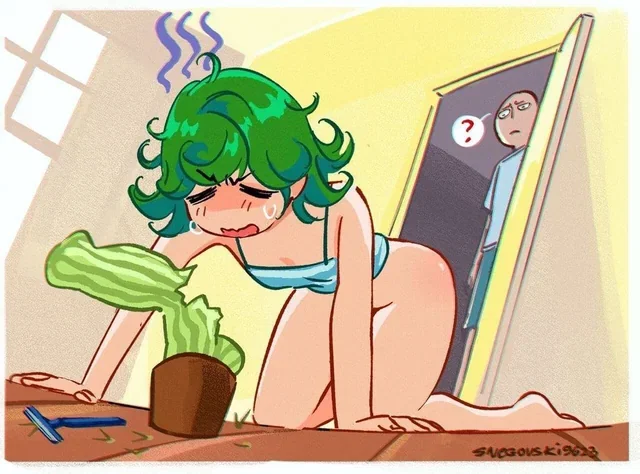 Tatsumaki toys herself raw in uncensored One Punch Man hentai