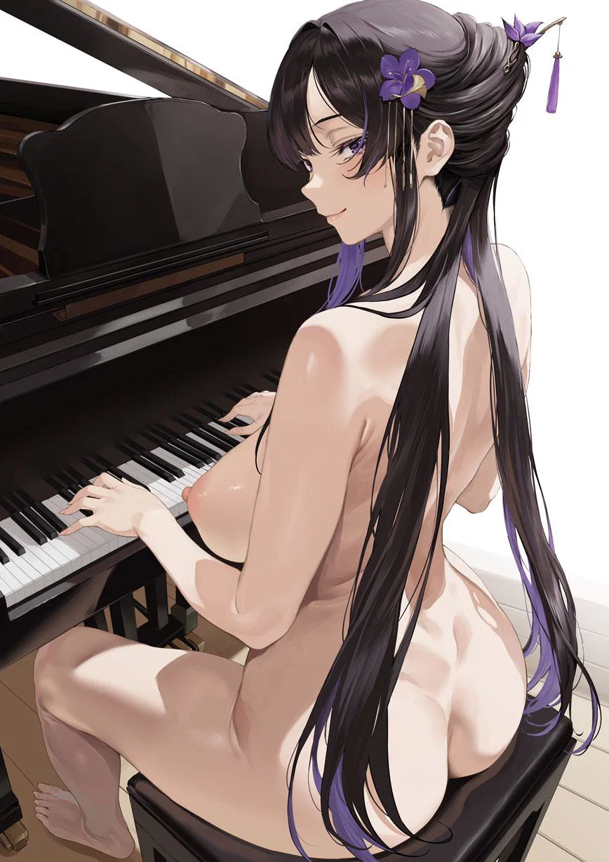 Aoi Sakura plays the piano in raw dark hentai fantasy