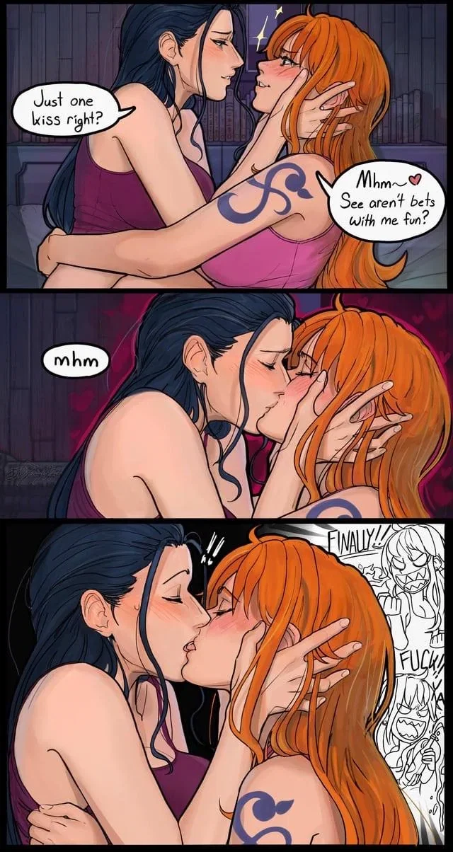 Nami x Robin steamy One Piece hentai clip with raw adult fantasy heat