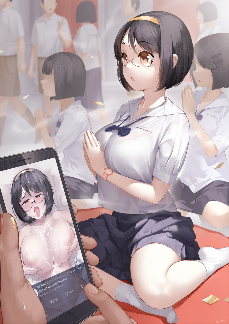 Yuri hentai original with gaolukchup’s teasing innocent-to-slutty energy