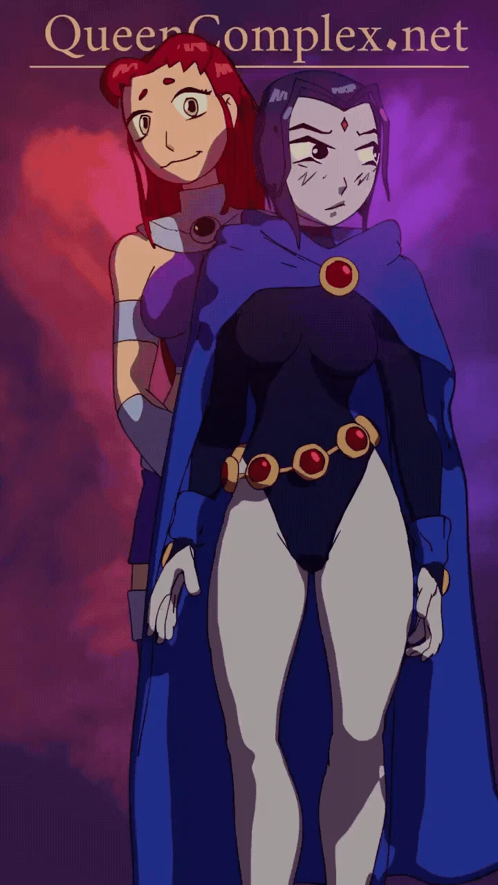 Starfire Raven Blackfire yuri hentai threesome in uncensored DC parody