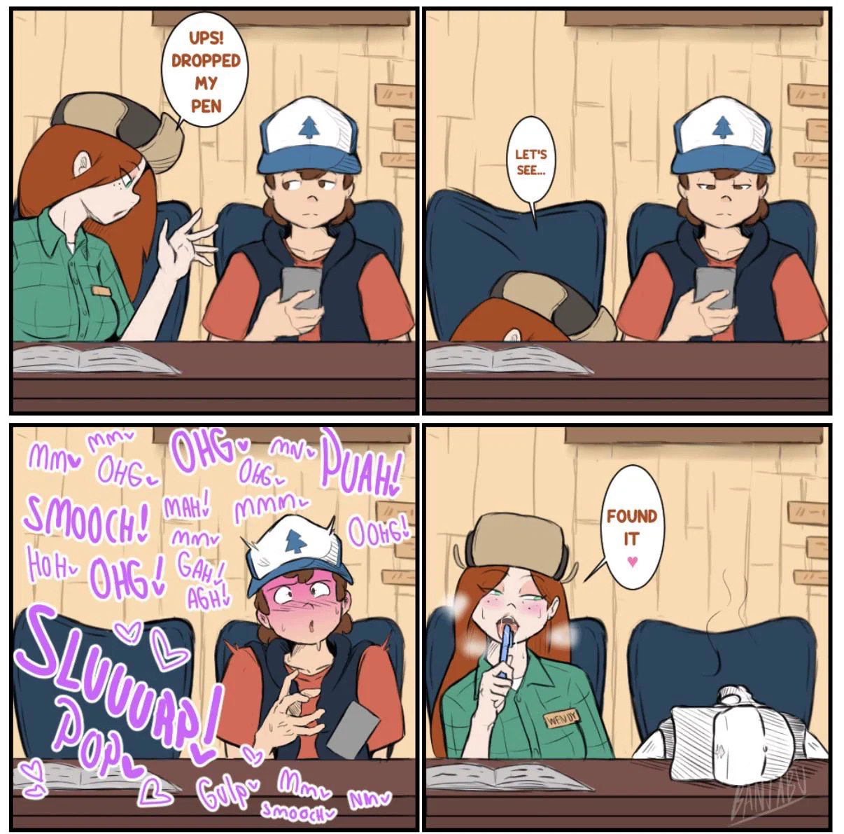 Wendy drops her pen in this Gravity Falls hentai clip