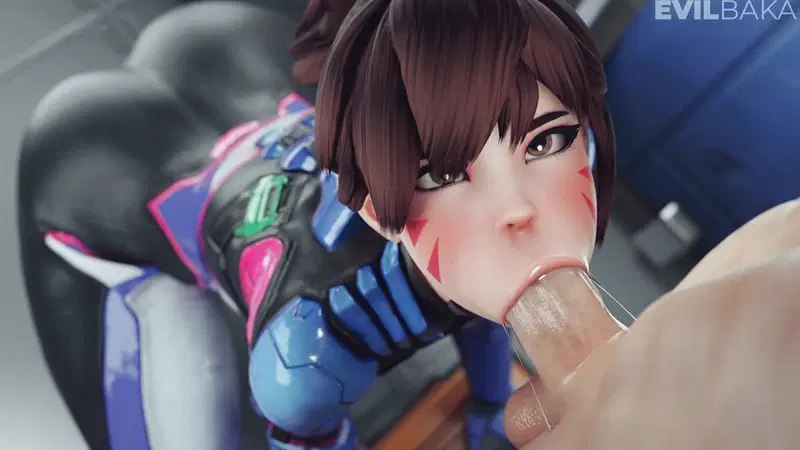 D.va Deepthroats Hard in Uncensored Overwatch Hentai Clip