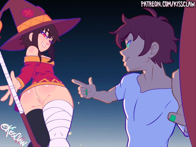 Aqua and Megumin Konosuba hentai fantasy clip with raw lewd action