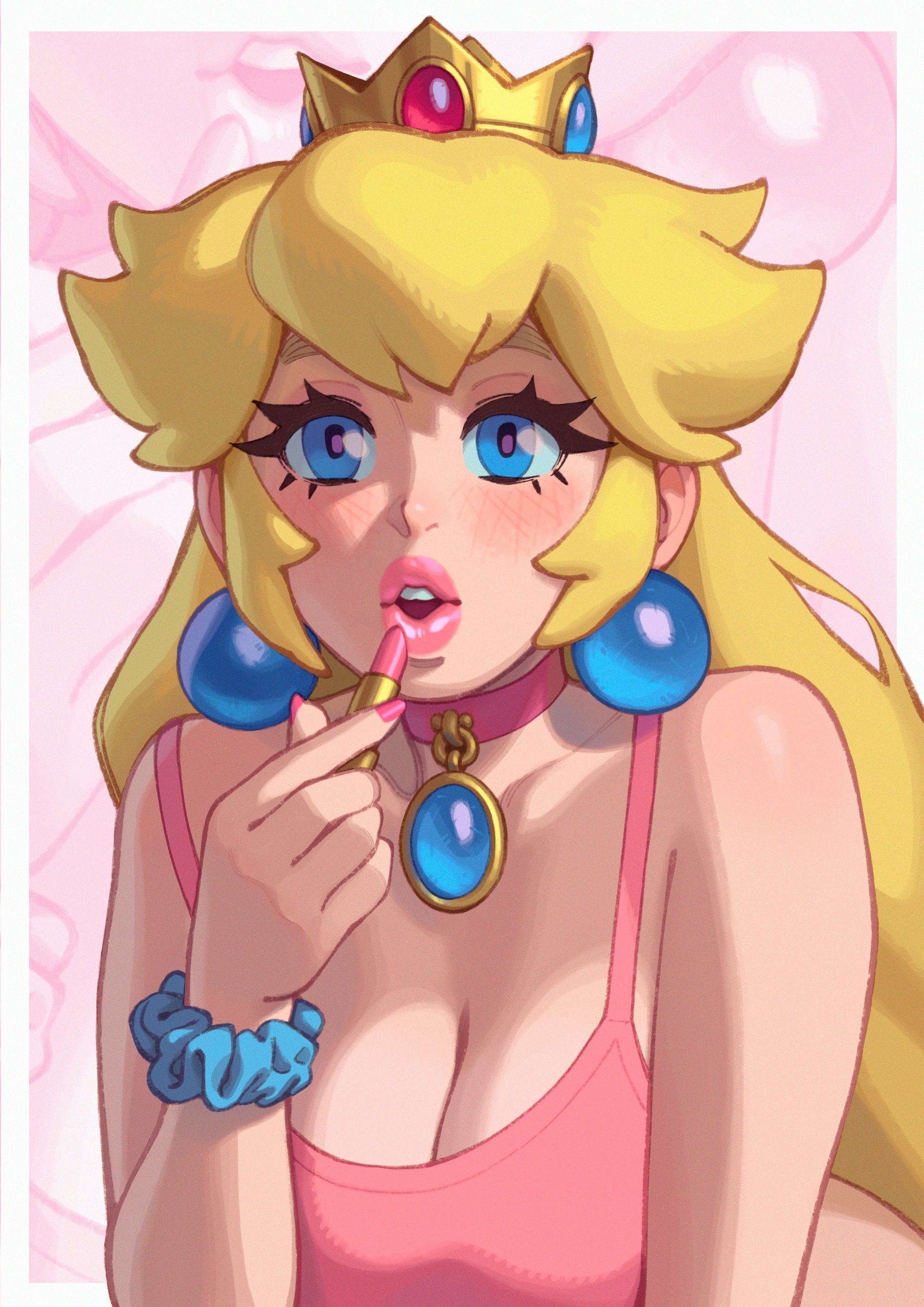 Princess Peach putting her lipstick to good use (riz)