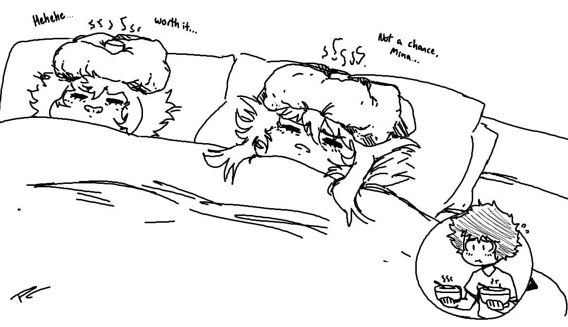 (Art by Fakeryway) “taking care of a sick hero..”