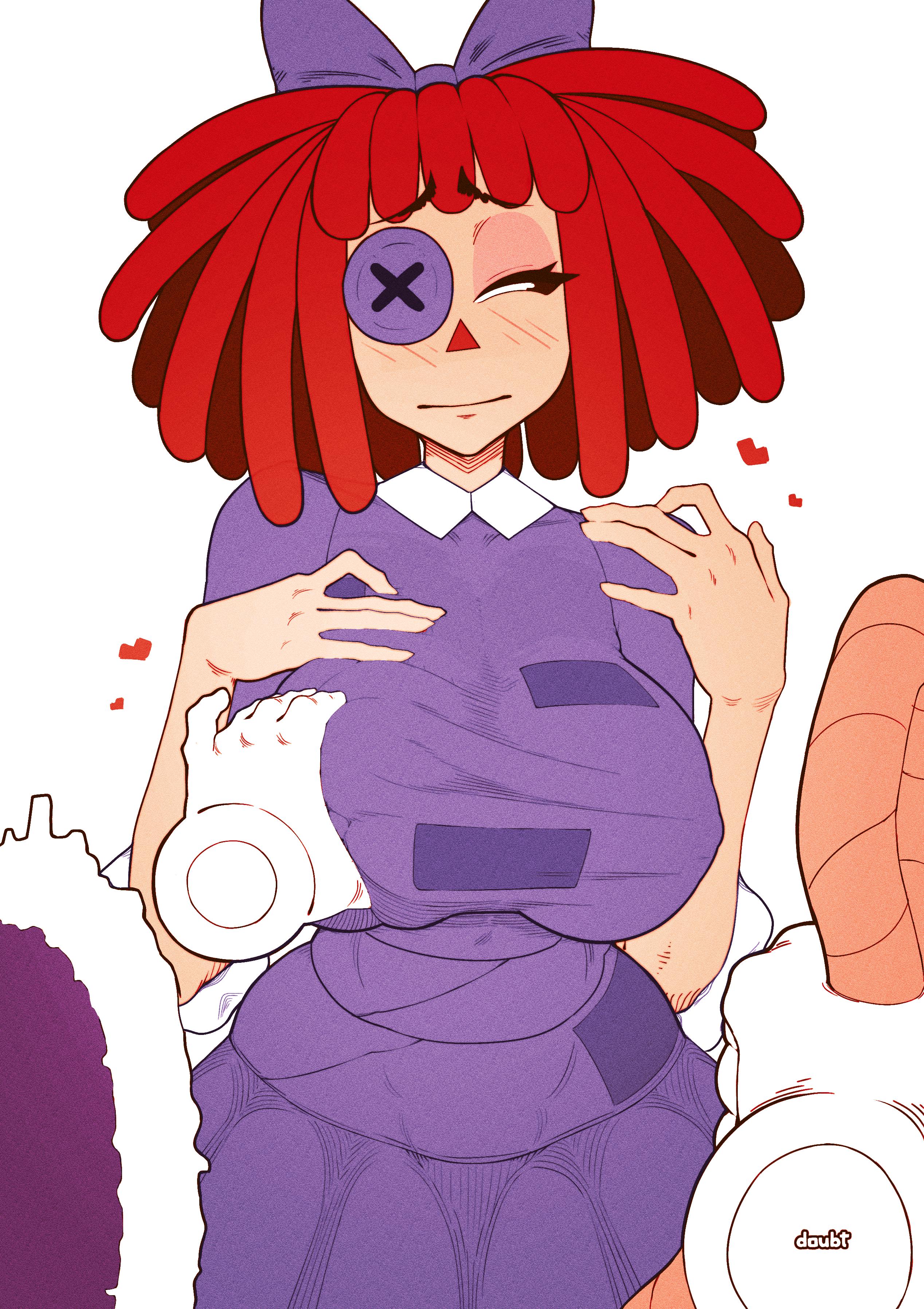 Kinger squeezing Ragatha’s large breasts (doubt) [The Amazing Digital Circus]