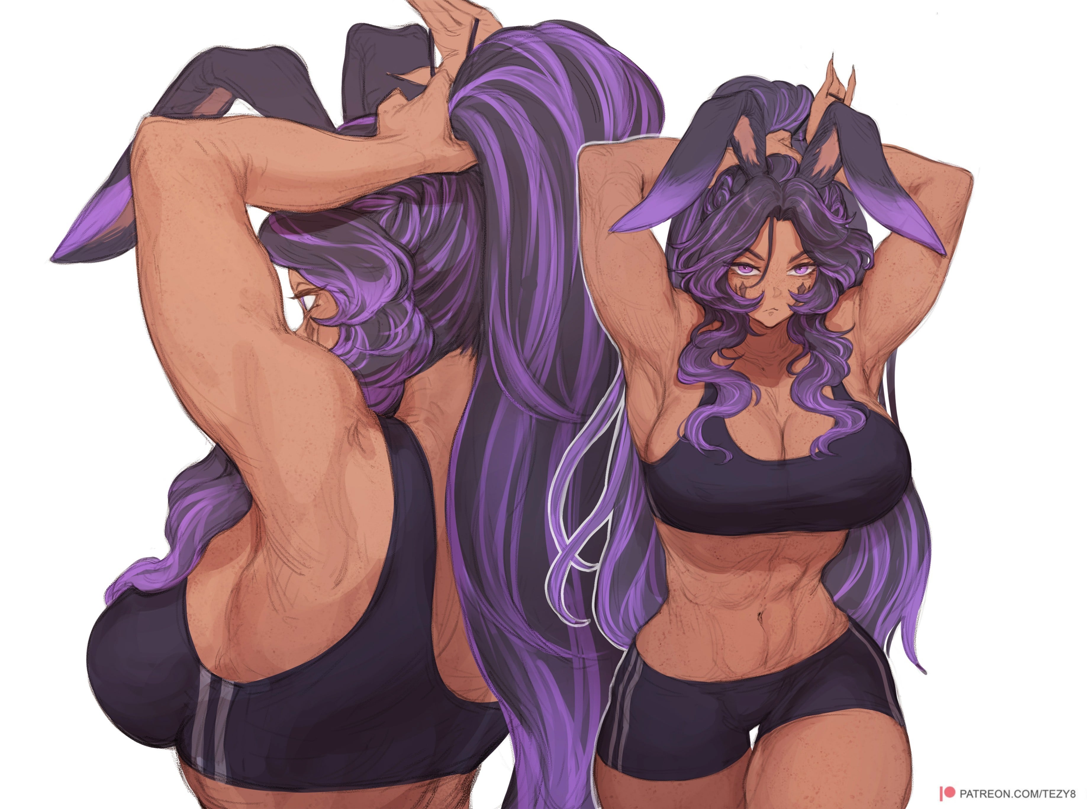 Buff bunny girl on her way to the gym (by me)