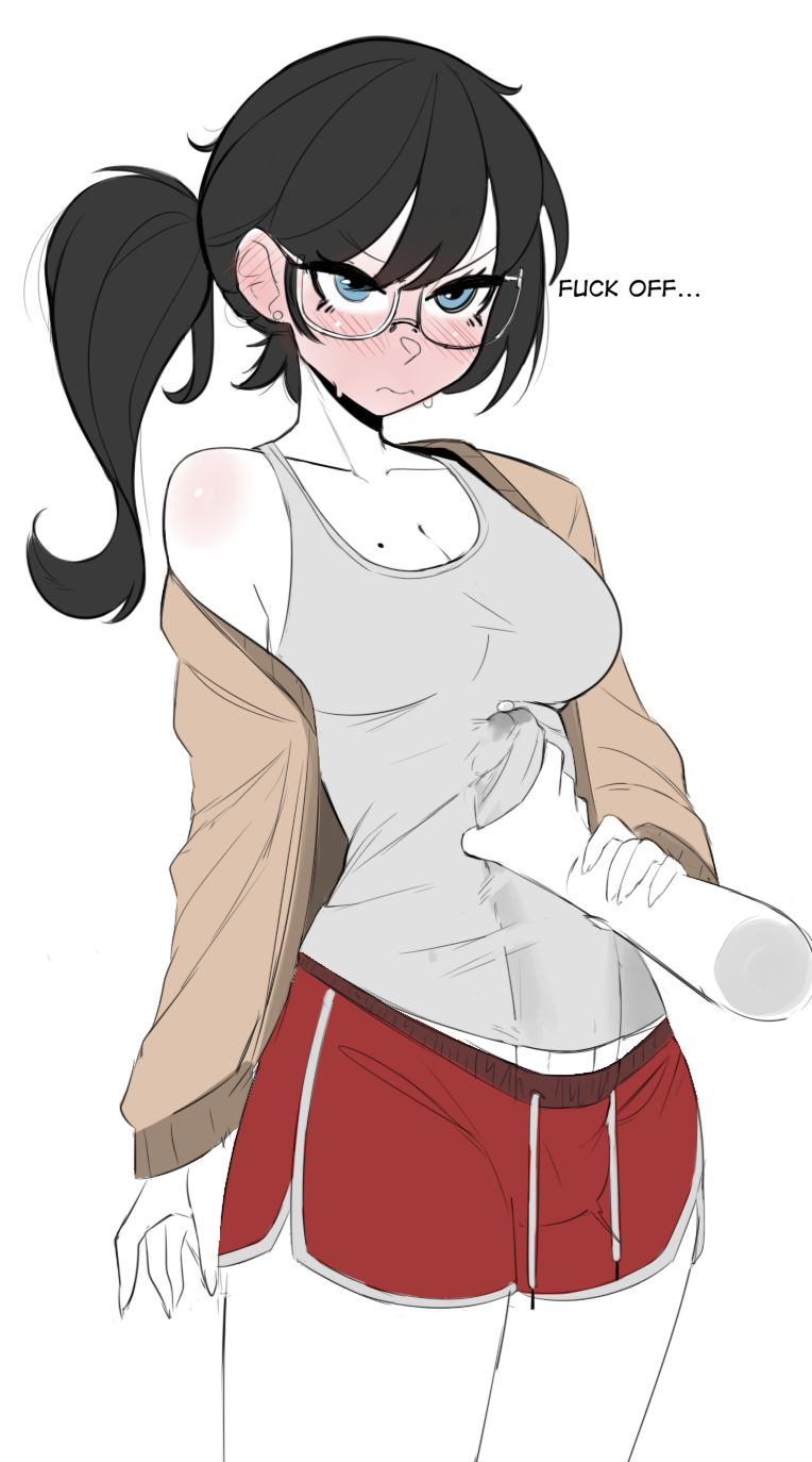 Embarrassed she is enjoying getting her cock rubbed through her shirt (ater18)