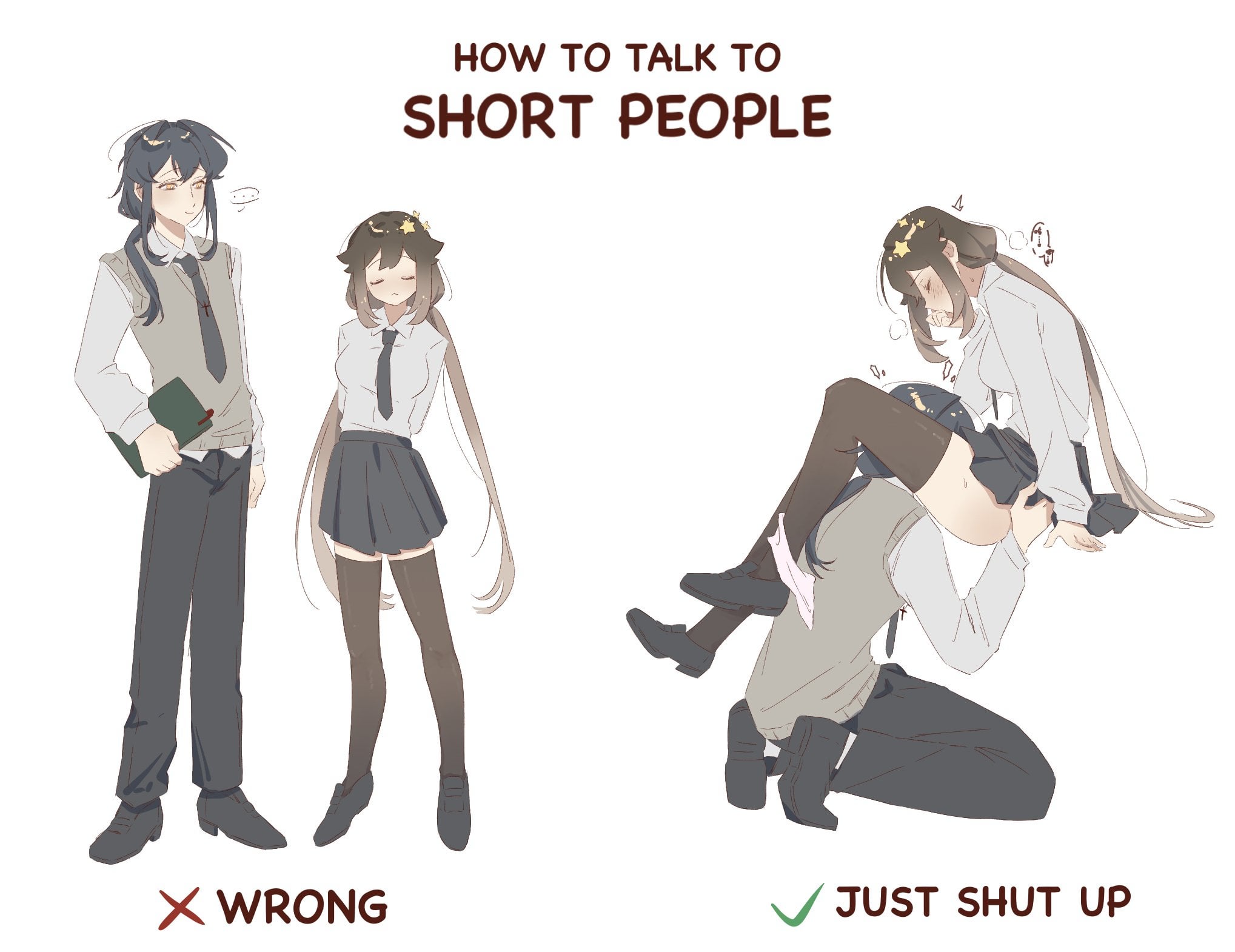 The proper way to talk to short people