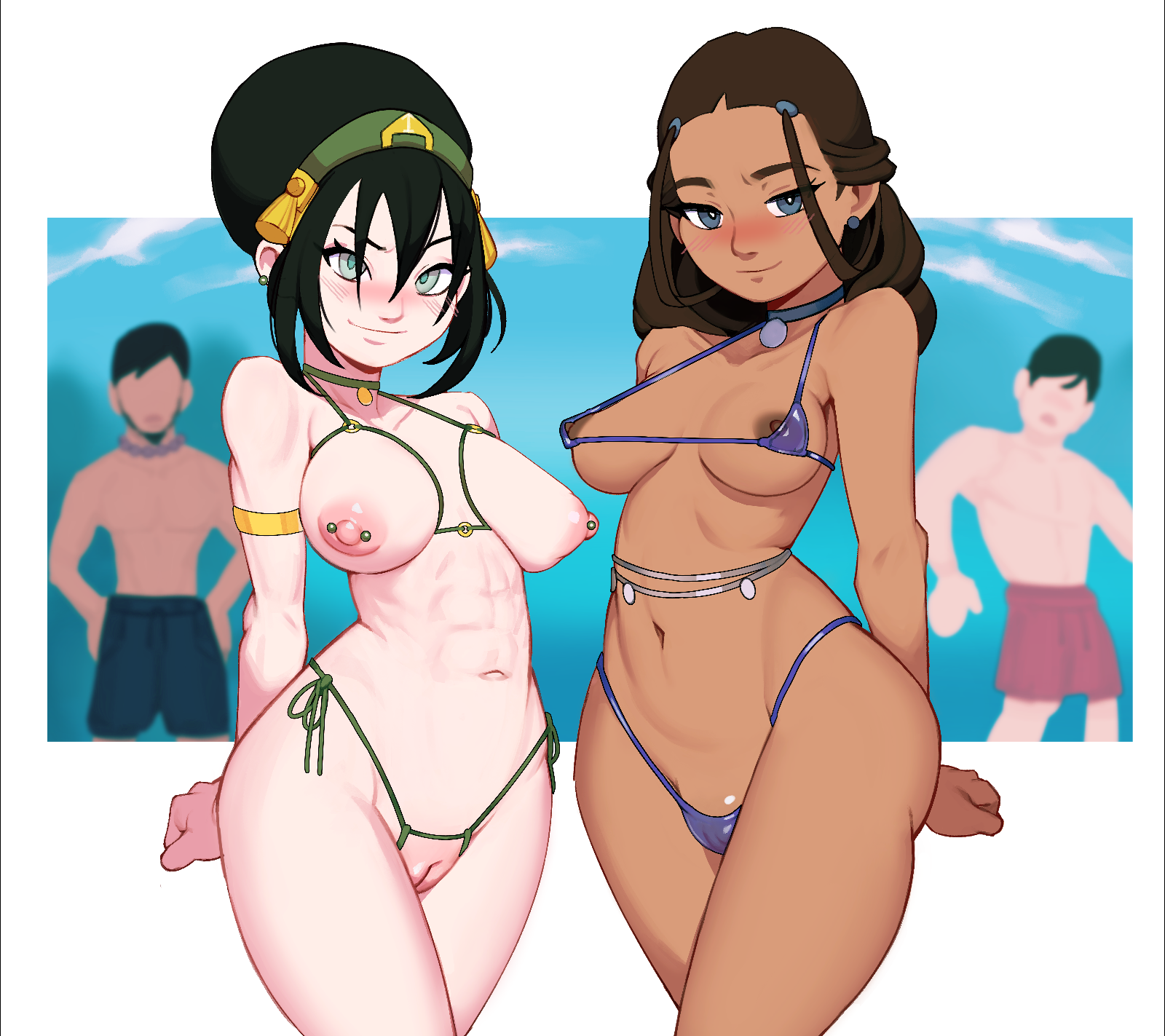 Toph and Katara at the Beach [Avatar: The Last Airbender] (Gaiidraws)